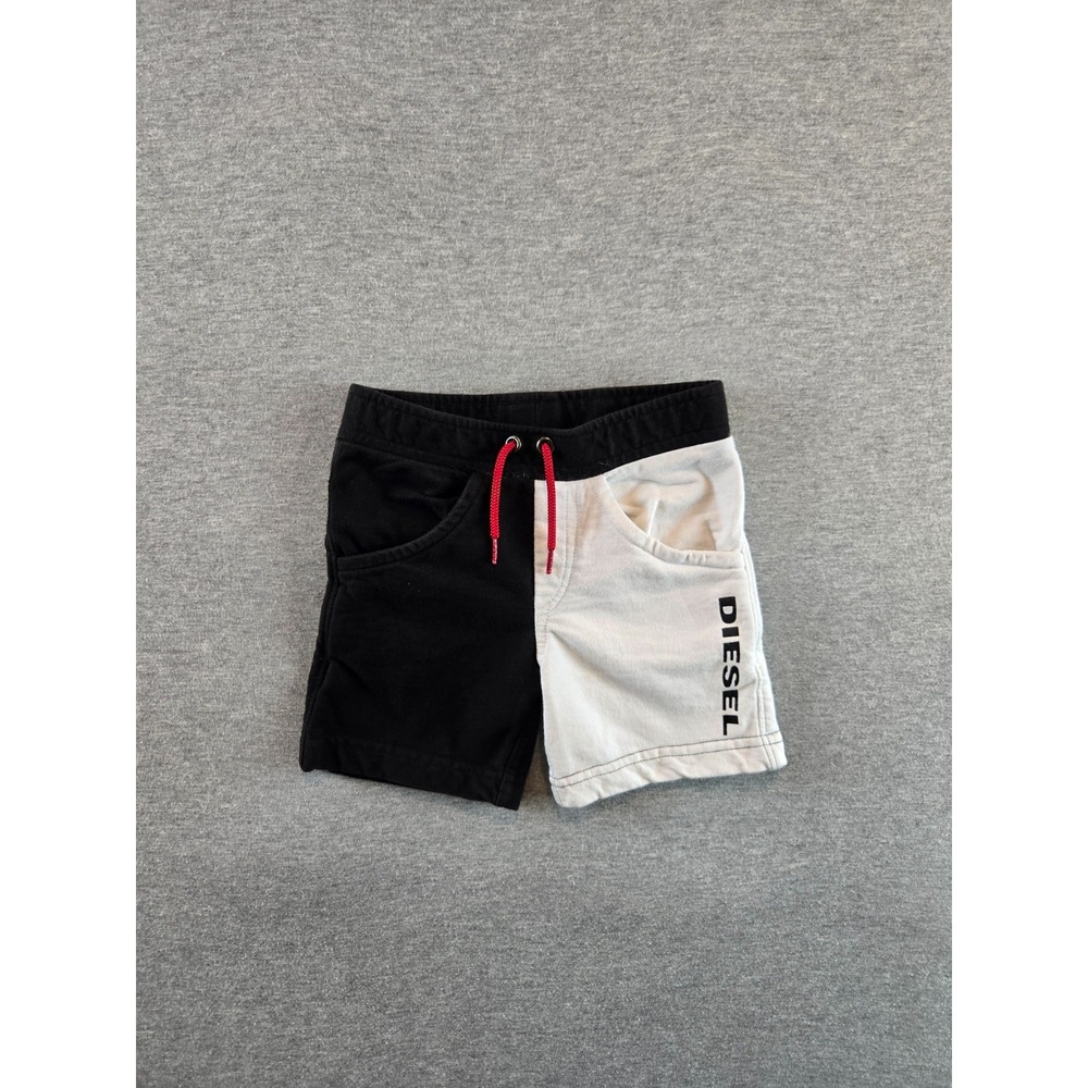Diesel Shorts Baby 12 Months Black White‎ Colorblock Logo Drawstrings Stretch